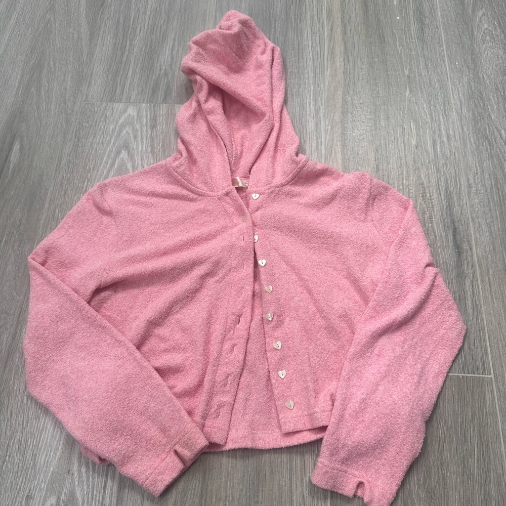 Love shack fancy terry pink cardigan